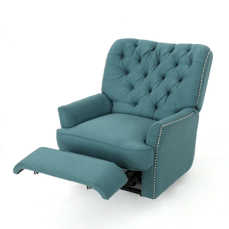 Electric Recliner with Copper Accents and Soft Upholstery, Comfortable Lounge Chair for Living Room, Teal