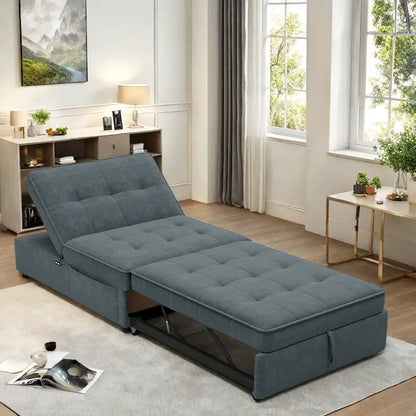 72.5 Linen 4-in-1 3-Seater Sleeper Sofa with 5-Level Adjustable Backrest And Storage Pocket