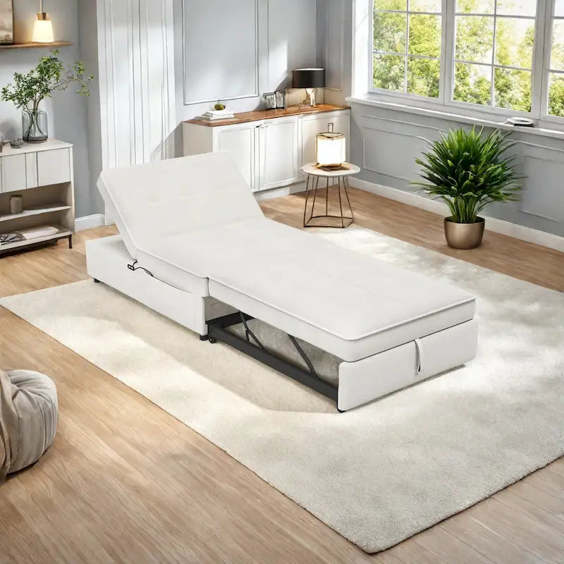 72.5 Linen 4-in-1 3-Seater Sleeper Sofa with 5-Level Adjustable Backrest And Storage Pocket