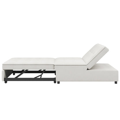 72.5 Linen 4-in-1 3-Seater Sleeper Sofa with 5-Level Adjustable Backrest And Storage Pocket