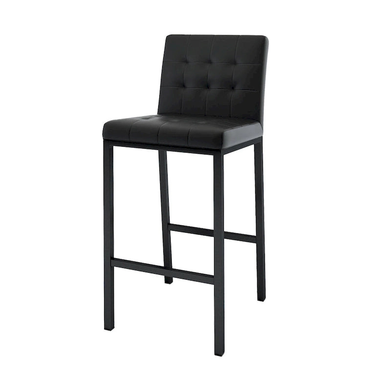 Modern High Bar Stools Set of 2, Kitchen Stool Island with PU Backrest, Gaming Chair with Metal Legs and Footstool