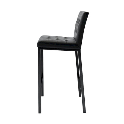 Modern High Bar Stools Set of 2, Kitchen Stool Island with PU Backrest, Gaming Chair with Metal Legs and Footstool