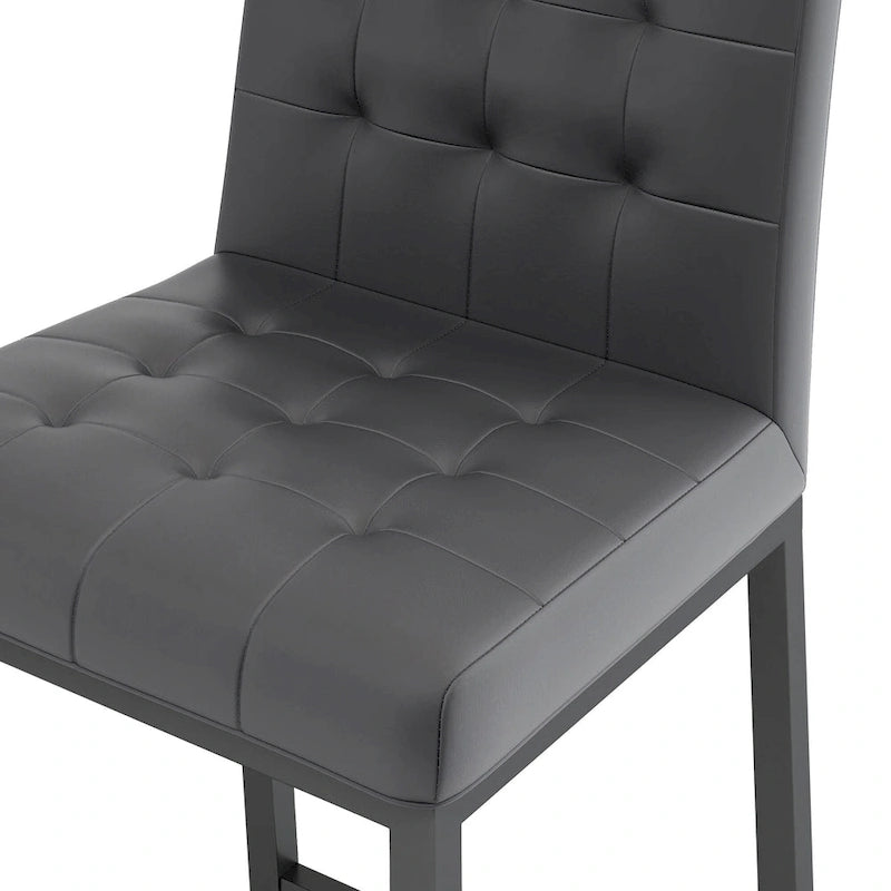 Modern High Bar Stools Set of 2, Kitchen Stool Island with PU Backrest, Gaming Chair with Metal Legs and Footstool