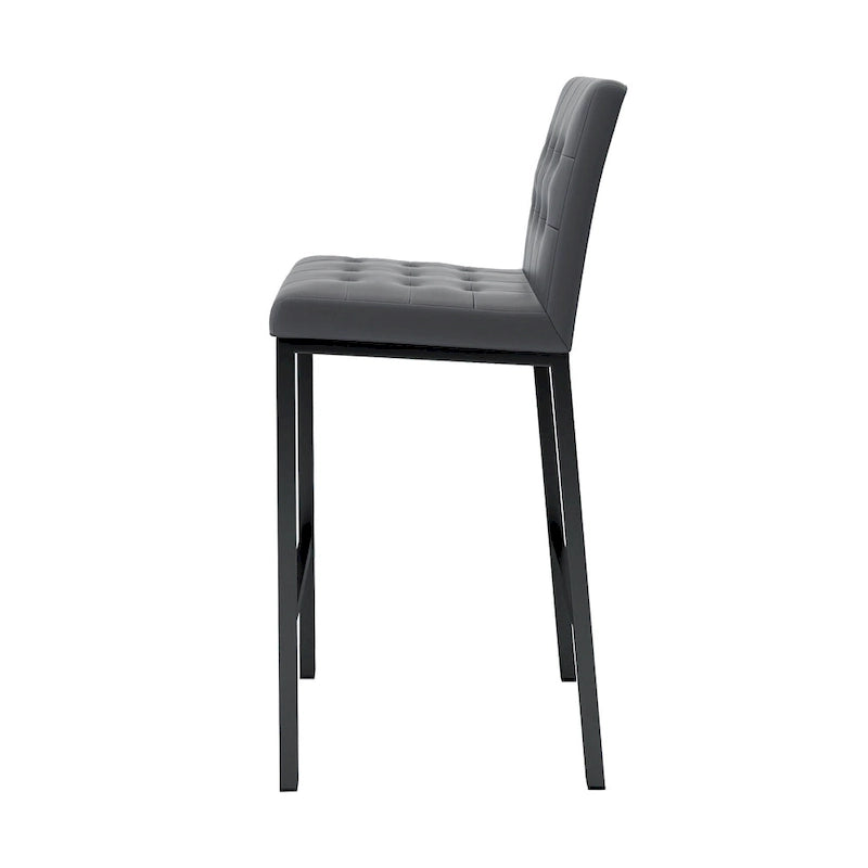 Modern High Bar Stools Set of 2, Kitchen Stool Island with PU Backrest, Gaming Chair with Metal Legs and Footstool