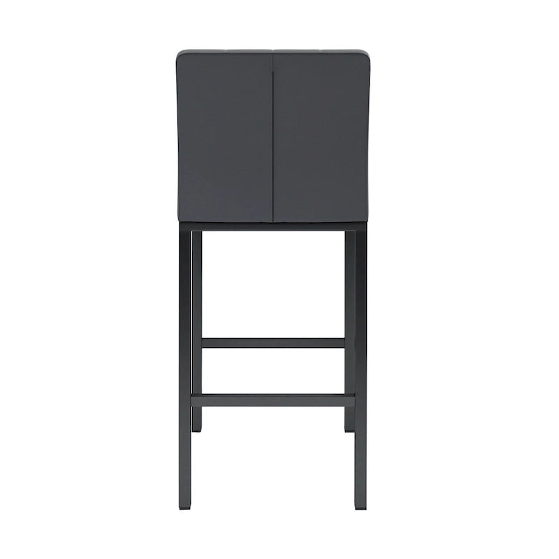 Modern High Bar Stools Set of 2, Kitchen Stool Island with PU Backrest, Gaming Chair with Metal Legs and Footstool