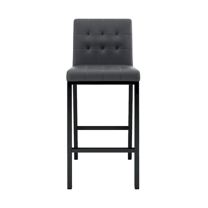 Modern High Bar Stools Set of 2, Kitchen Stool Island with PU Backrest, Gaming Chair with Metal Legs and Footstool