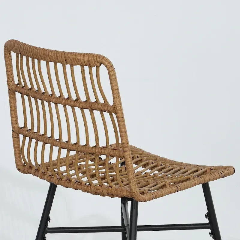 Rattan Counter Height Bar Stools Set of 2, 26 Wicker Barstools with Back, Modern Bar Chairs for Kitchen Island, Black