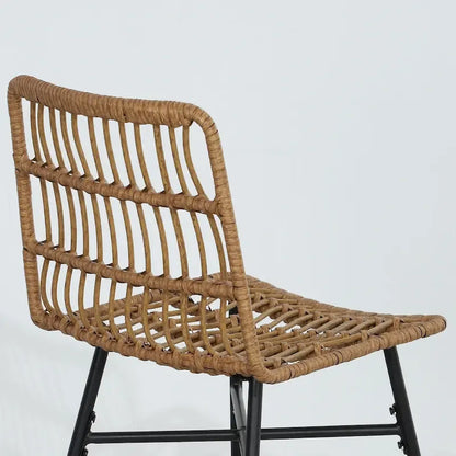 Rattan Counter Height Bar Stools Set of 2, 26 Wicker Barstools with Back, Modern Bar Chairs for Kitchen Island, Black