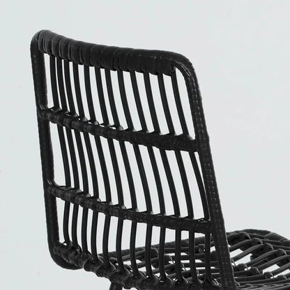 Rattan Counter Height Bar Stools Set of 2, 26 Wicker Barstools with Back, Modern Bar Chairs for Kitchen Island, Black