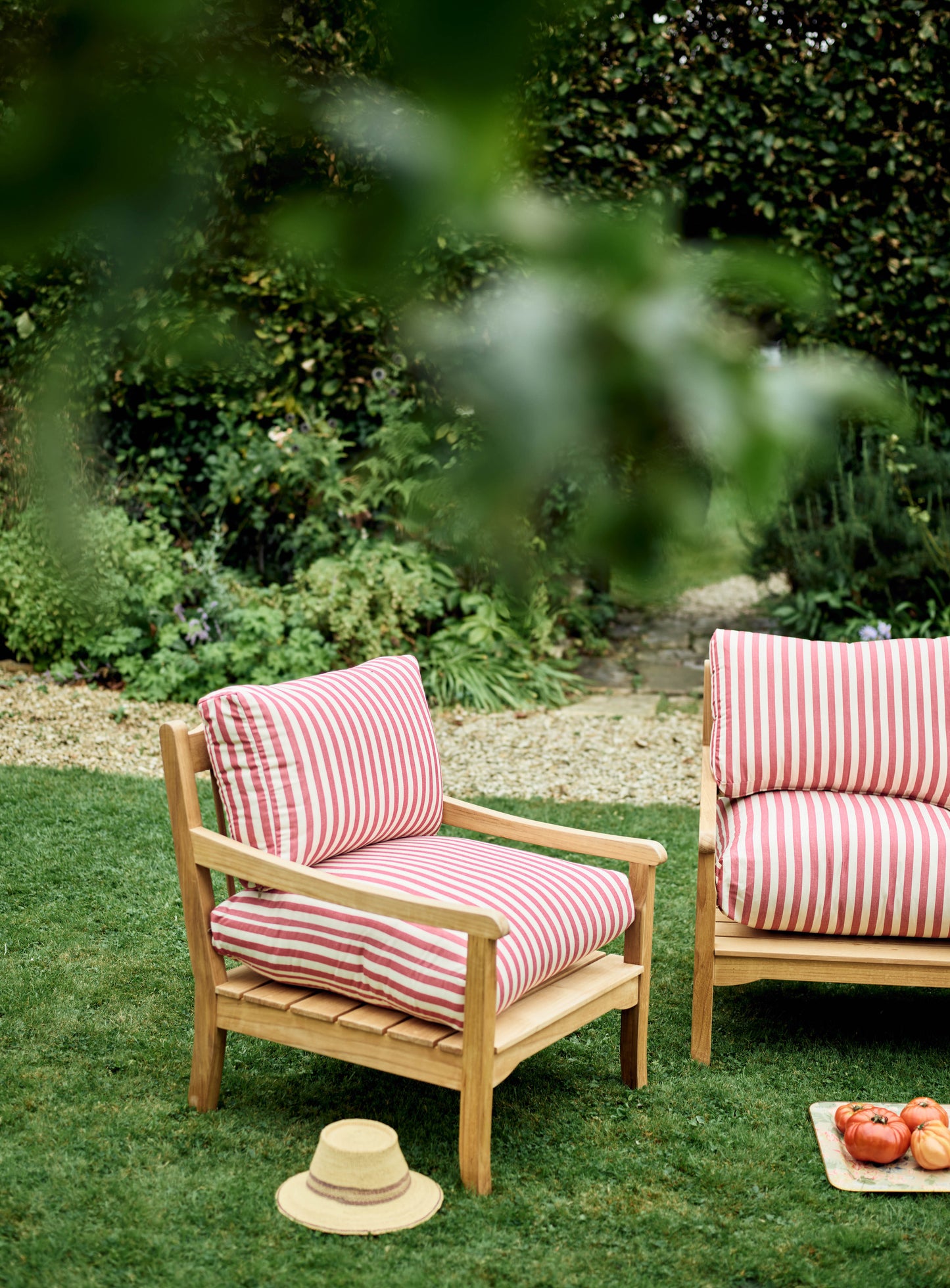 Emerson Garden Armchair, Fine Red Awning Stripe