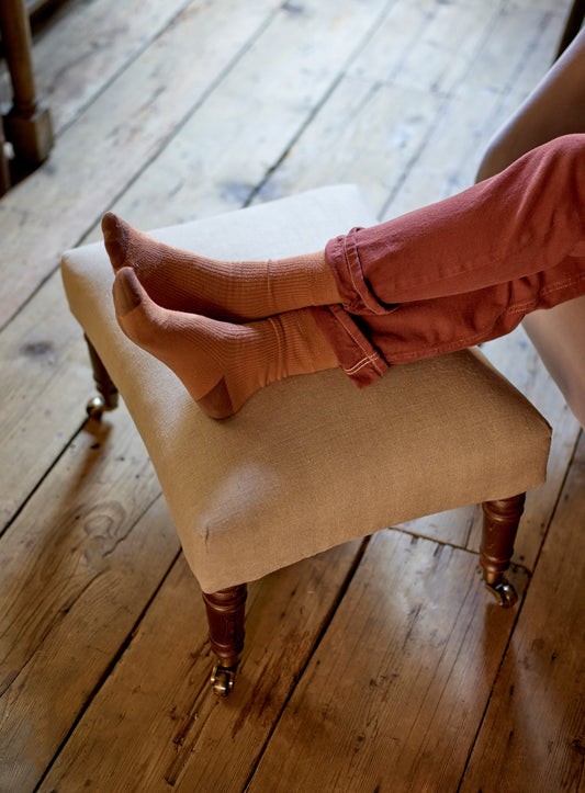 Edmund Footstool, Small, Natural Linen