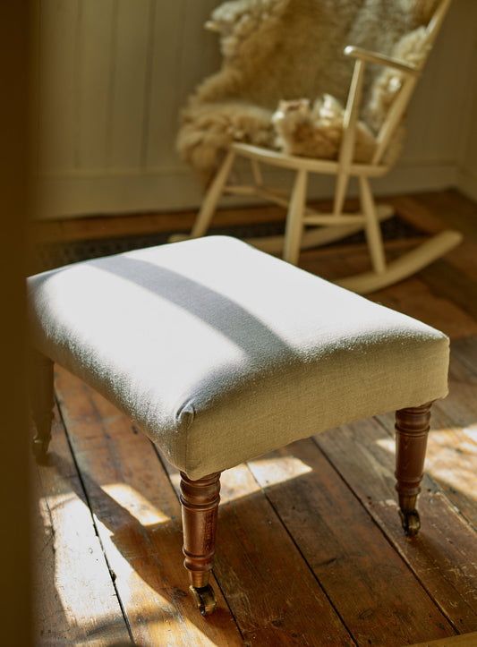 Edmund Footstool, Small, Natural Linen