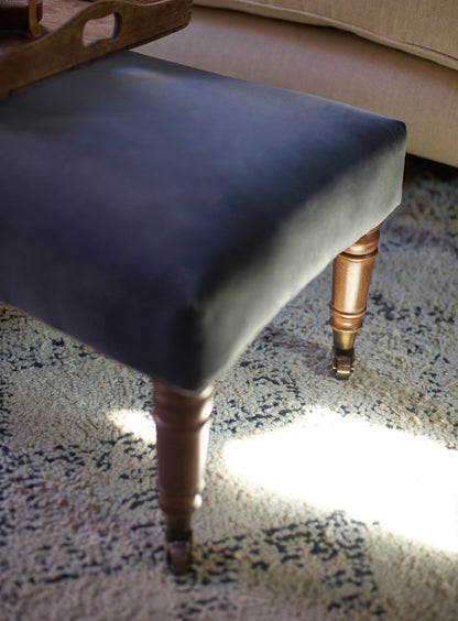 Edmund Footstool, Large, Slate Grey Velvet