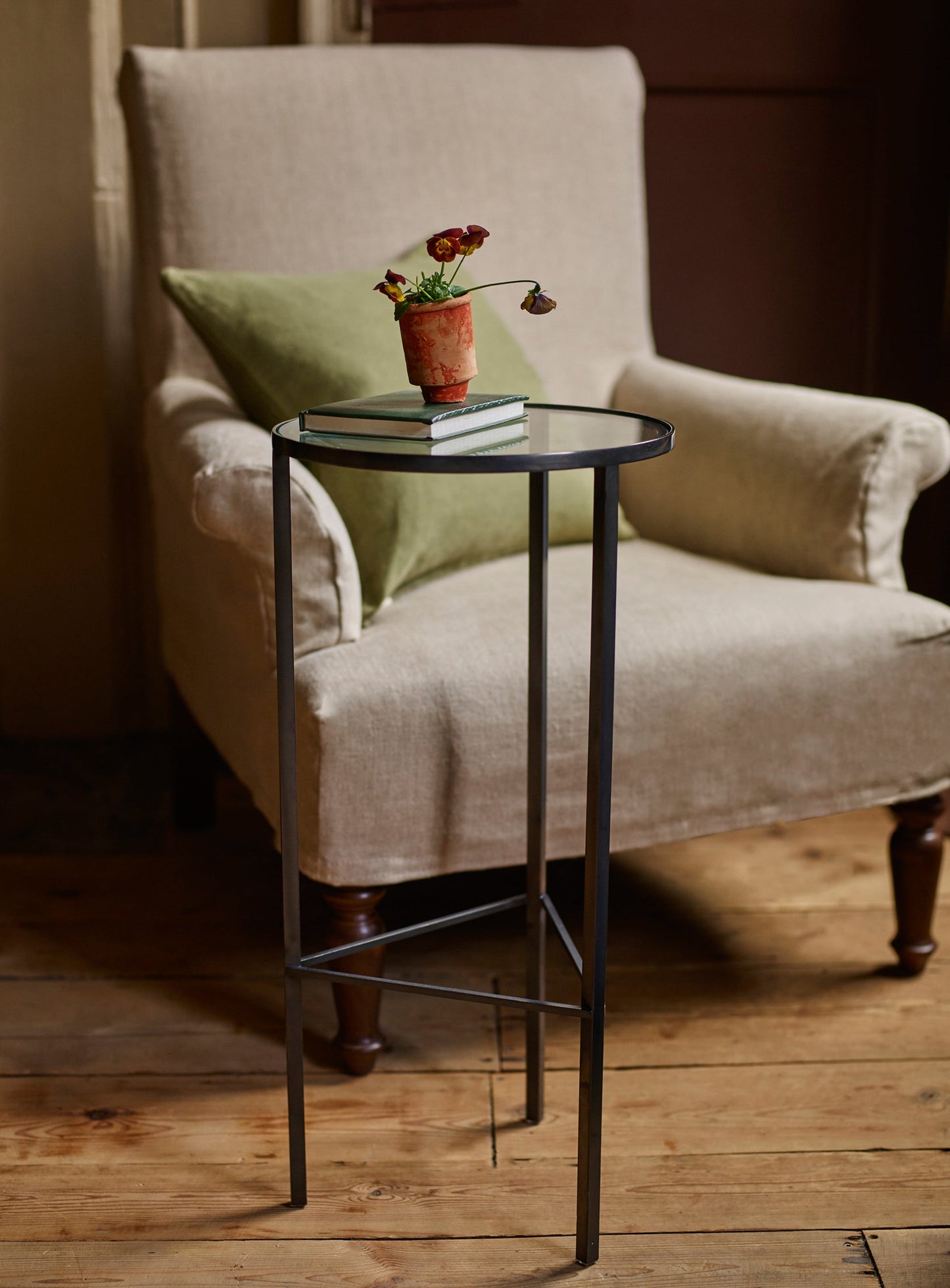 Phebe Side Table, Blackened Brass