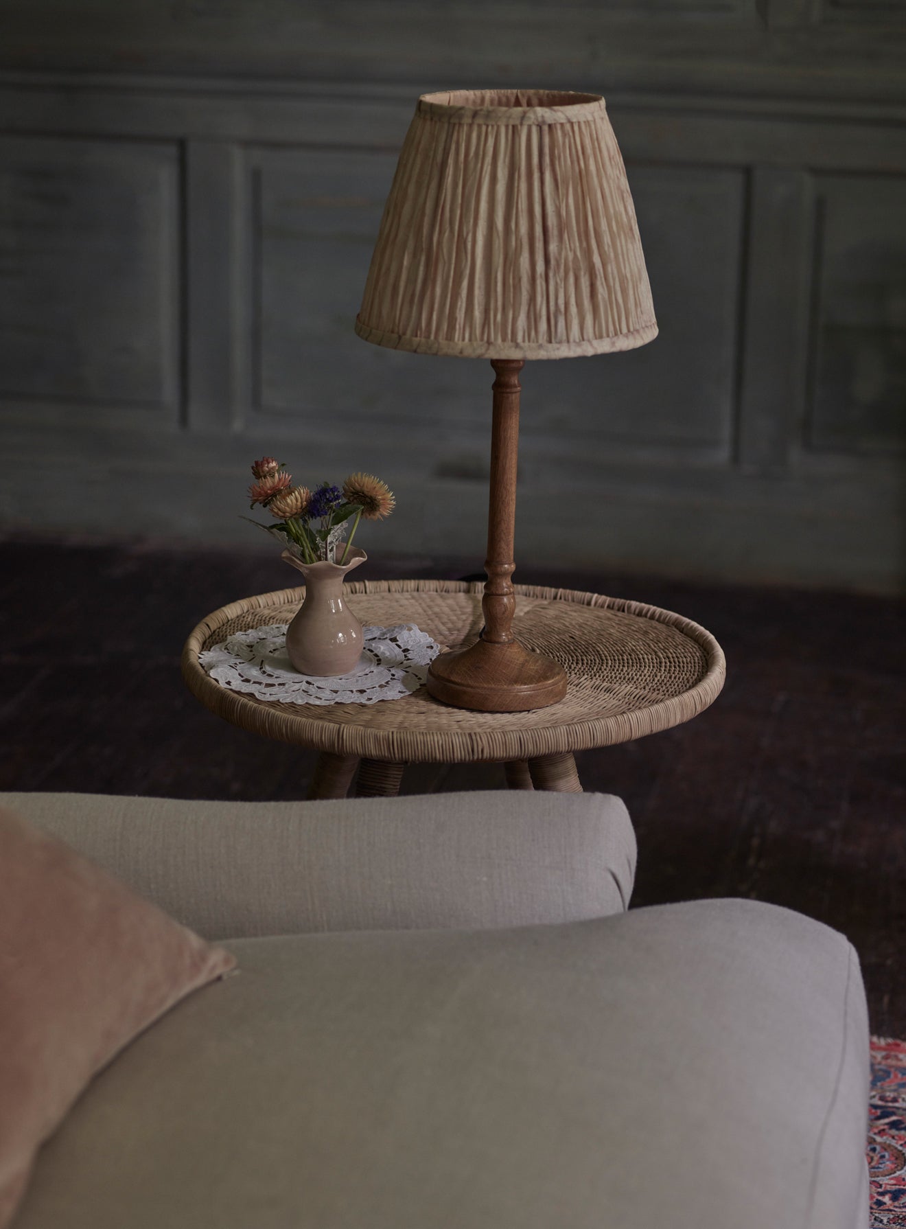 Shibori Silk Lampshade, Medium