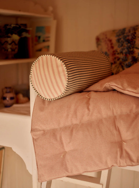 Bolster Cushion, Fine Green Ticking Stripe