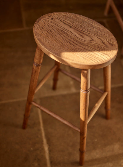 Oval Oak Bar Stool