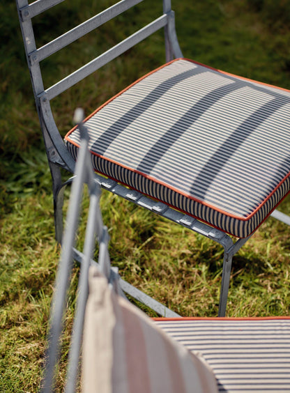Sudbury Dining Chair Cushion, Navy Pinstripe
