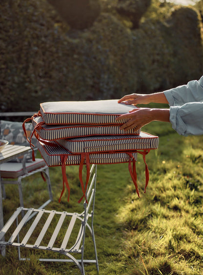 Sudbury Dining Chair Cushion, Navy Pinstripe