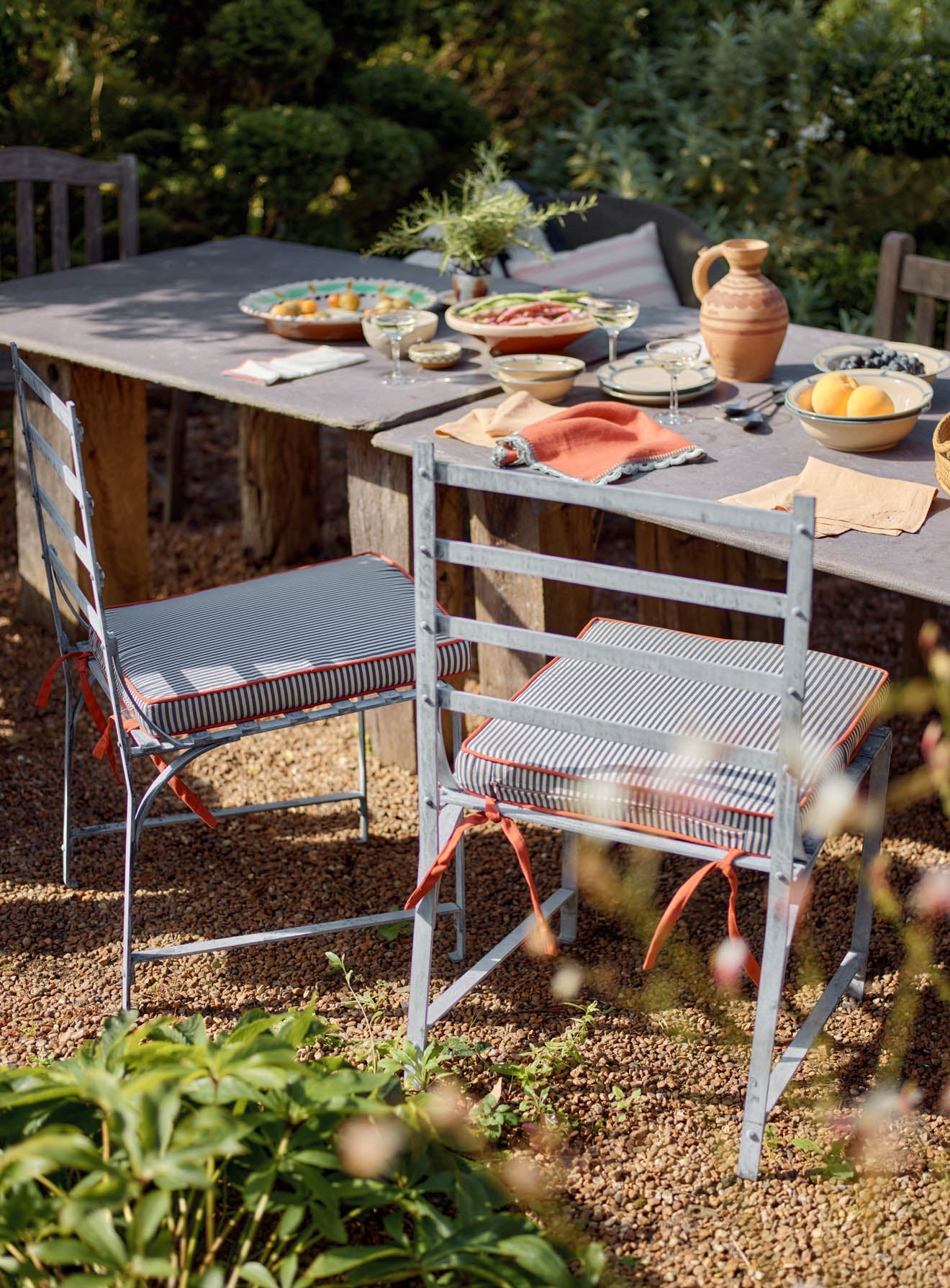 Sudbury Dining Chair Cushion, Navy Pinstripe