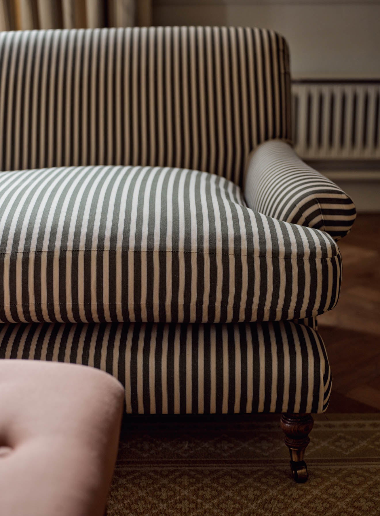 Remy Sofa, Three Seater, Heritage Green Stripe