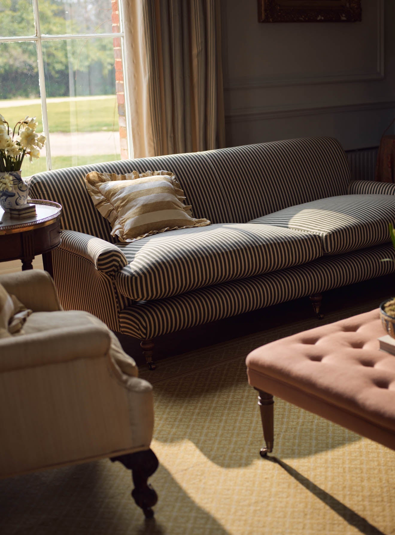 Remy Sofa, Three Seater, Heritage Green Stripe