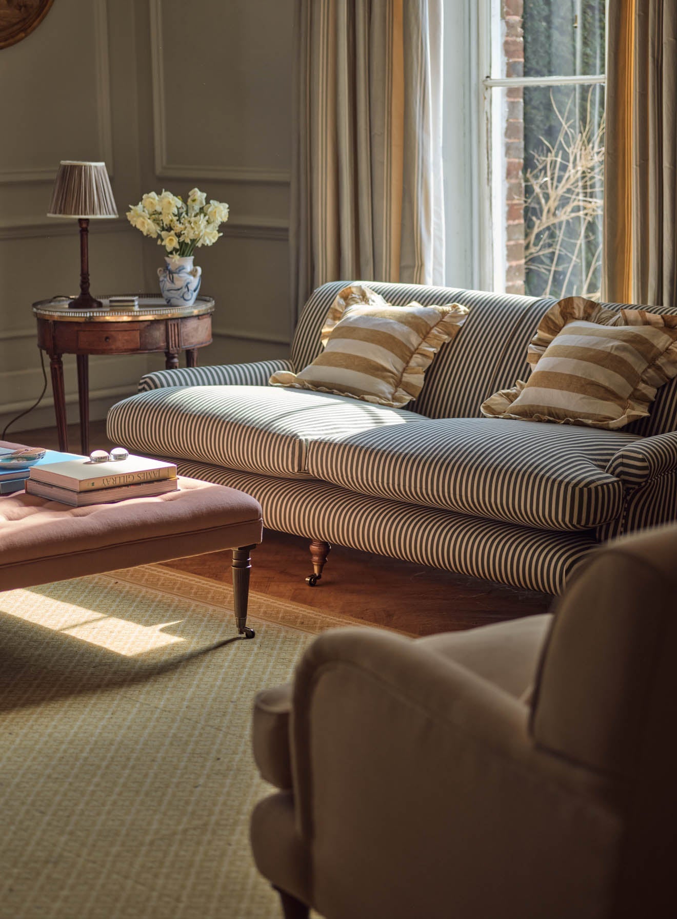 Remy Sofa, Three Seater, Heritage Green Stripe