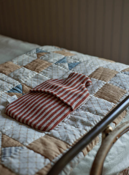 Lambswool Hot Water Bottle, Rust Stripe