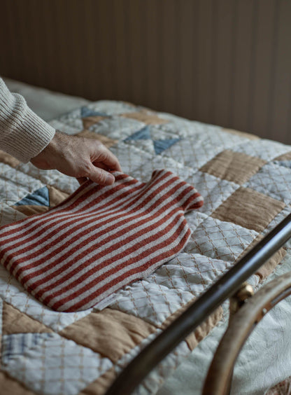 Lambswool Hot Water Bottle, Rust Stripe