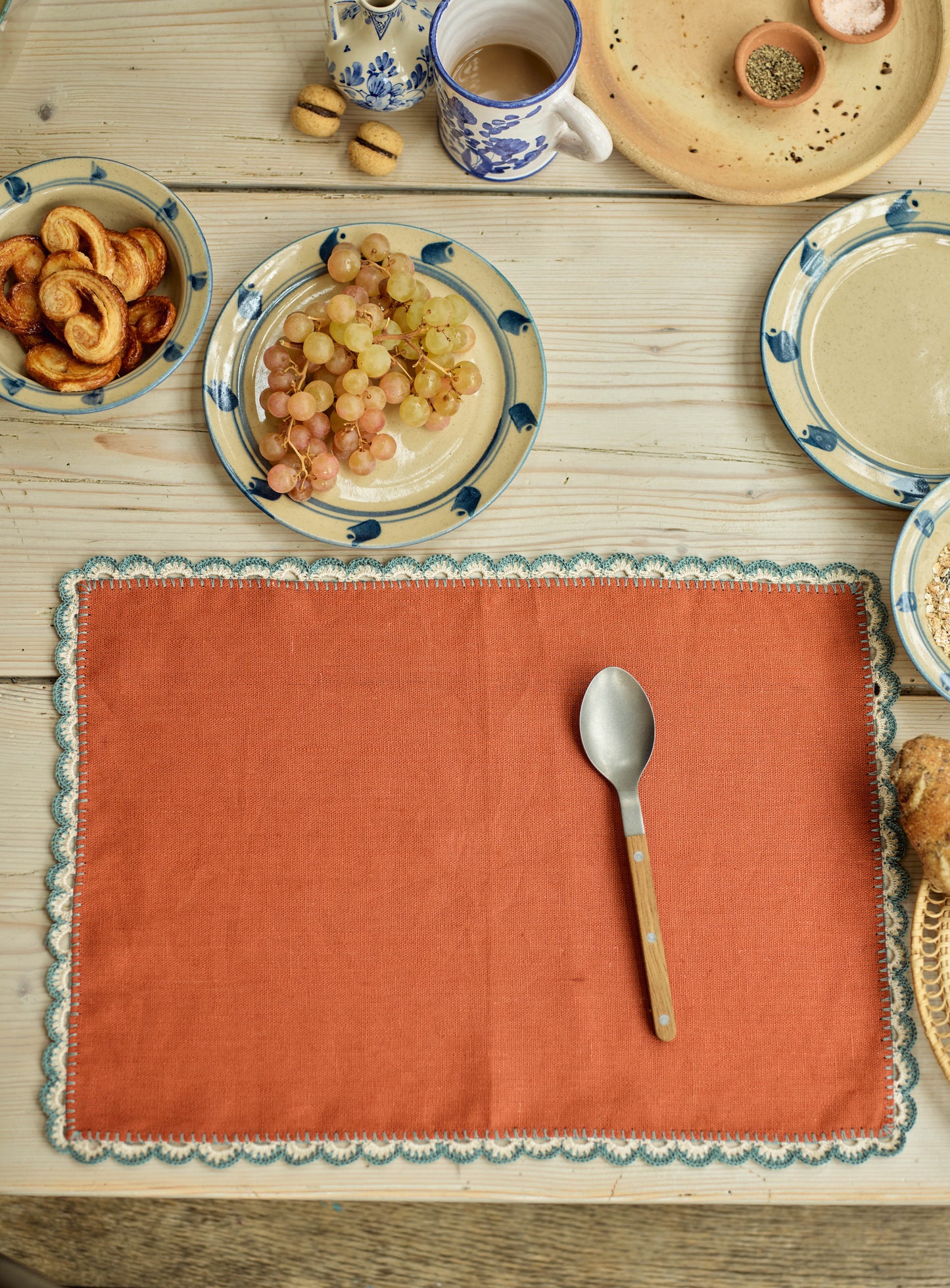 Crochet Edge Linen Placemat, Set of Two