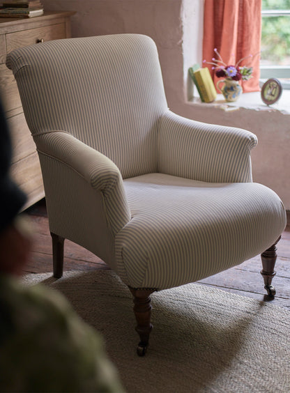 Finley Armchair, Grey Ticking Stripe