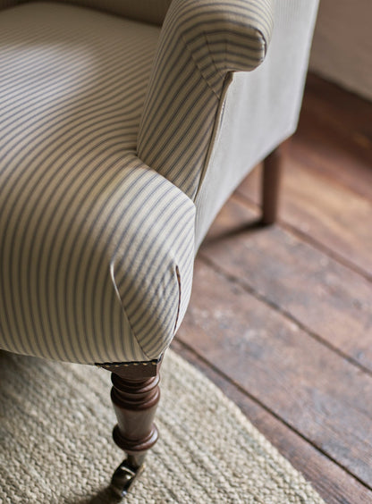 Finley Armchair, Grey Ticking Stripe