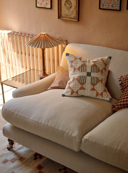 Patchwork Linen Cushion, Warm White