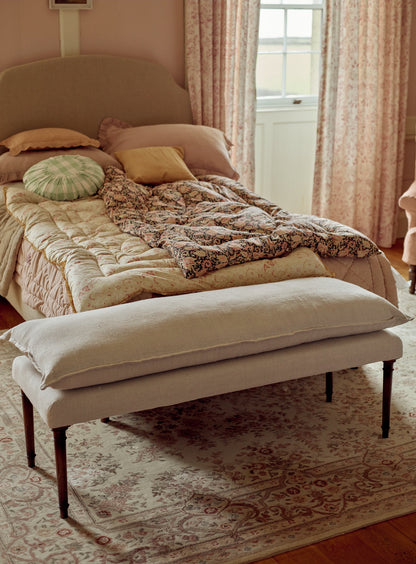 Mila Upholstered Bench, Flax Linen