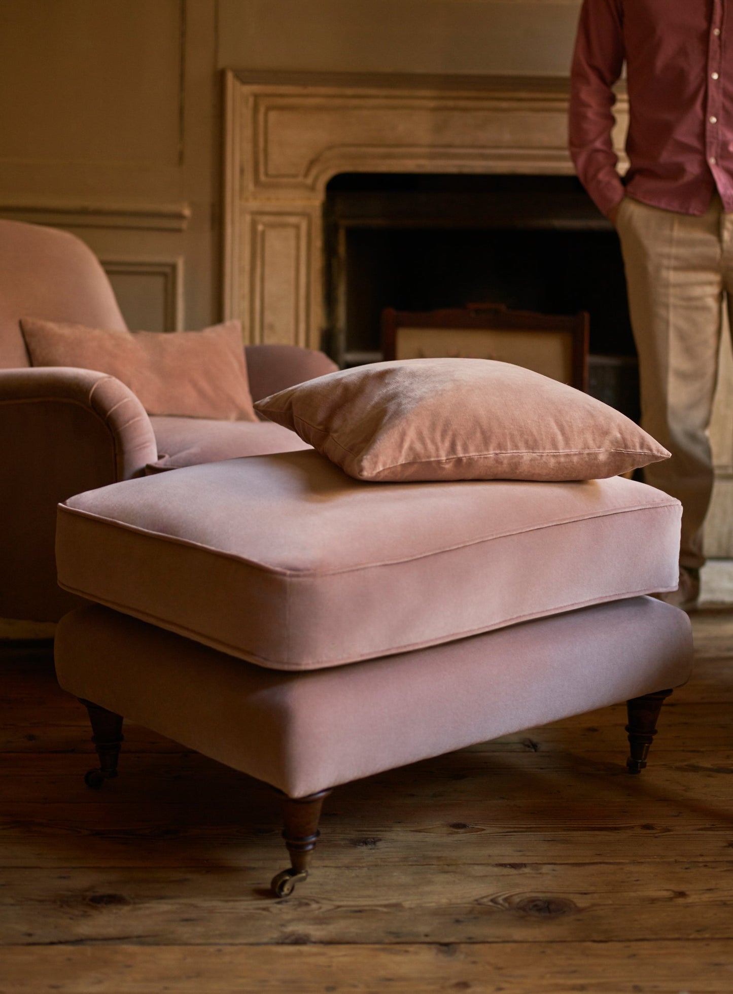 Abington Footstool, Clover Velvet