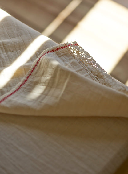 Cotton Lace Tablecloth, Warm White