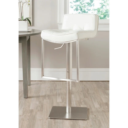 Lyndy 24.8-34.2-inch White Leather Adjustable Swivel Bar Stool - 20.1 x 16.5 x 29.9 - 20Wx17Dx30H
