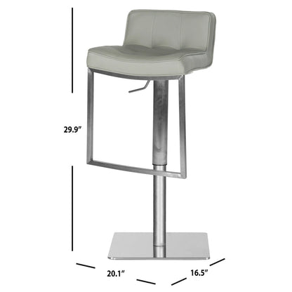 Lyndy 24.8-34.2-inch White Leather Adjustable Swivel Bar Stool - 20.1 x 16.5 x 29.9 - 20Wx17Dx30H