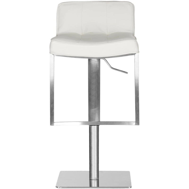 Lyndy 24.8-34.2-inch White Leather Adjustable Swivel Bar Stool - 20.1 x 16.5 x 29.9 - 20Wx17Dx30H