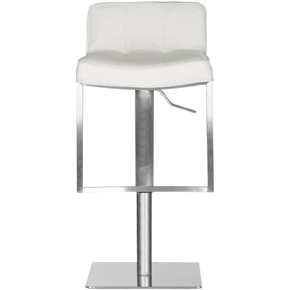 Lyndy 24.8-34.2-inch White Leather Adjustable Swivel Bar Stool - 20.1 x 16.5 x 29.9 - 20Wx17Dx30H