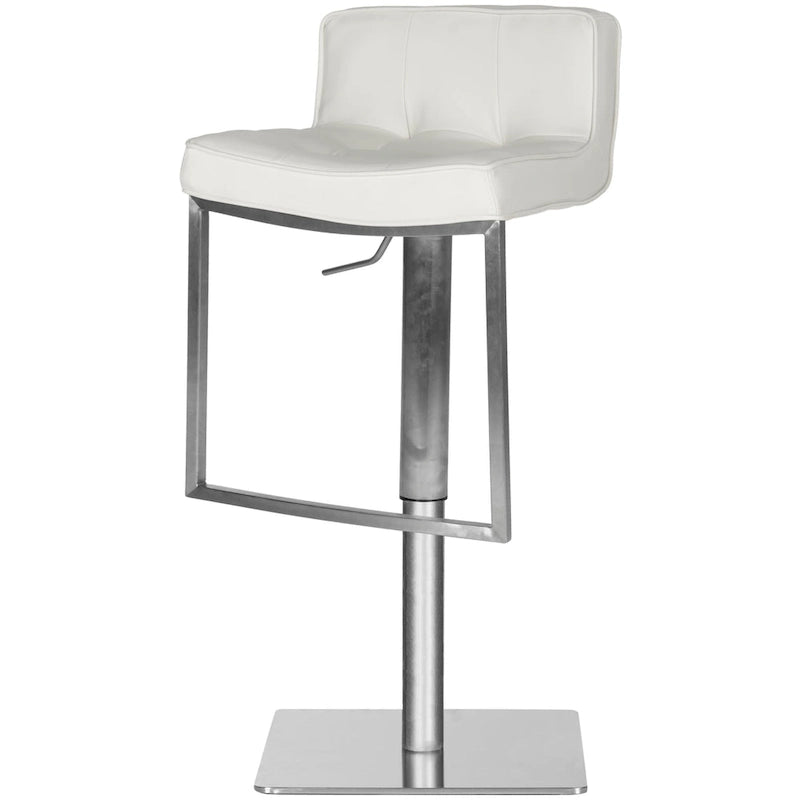 Lyndy 24.8-34.2-inch White Leather Adjustable Swivel Bar Stool - 20.1 x 16.5 x 29.9 - 20Wx17Dx30H