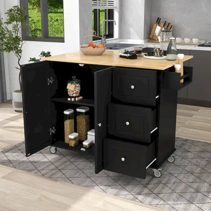 Rolling Mobile Kitchen Island with Solid Wood Top, Locking Wheels, and Storage Options