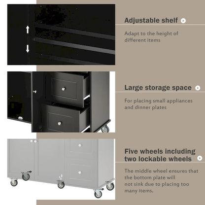 Rolling Mobile Kitchen Island with Solid Wood Top, Locking Wheels, and Storage Options