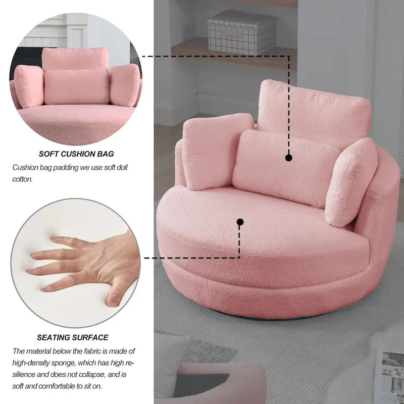 39W Moon Upholstered Swivel Accent Barrel Chair with Storage Ottoman for Living Room - 51 x 39 x 30.5