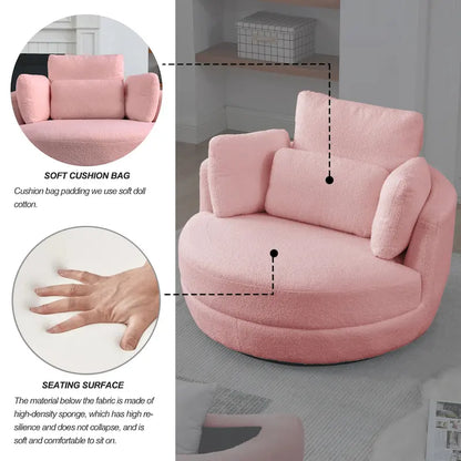 39W Moon Upholstered Swivel Accent Barrel Chair with Storage Ottoman for Living Room - 51 x 39 x 30.5