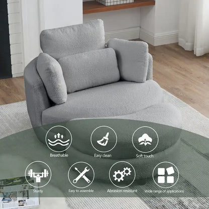 39W Moon Upholstered Swivel Accent Barrel Chair with Storage Ottoman for Living Room - 51 x 39 x 30.5