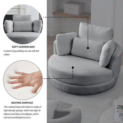 39W Moon Upholstered Swivel Accent Barrel Chair with Storage Ottoman for Living Room - 51 x 39 x 30.5