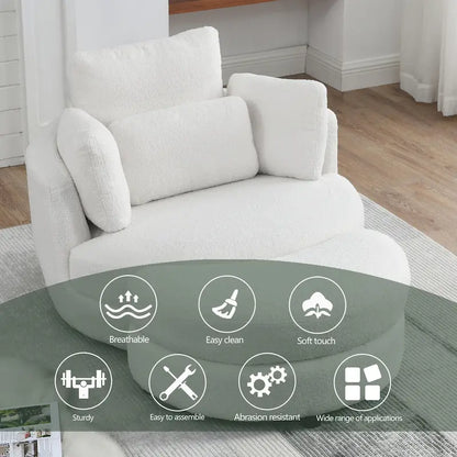 39W Moon Upholstered Swivel Accent Barrel Chair with Storage Ottoman for Living Room - 51 x 39 x 30.5