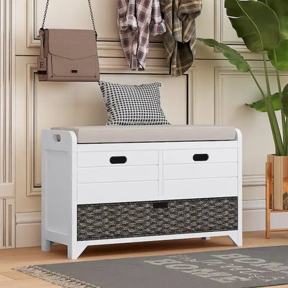Storage Bench with Removable Basket and 2 Drawers