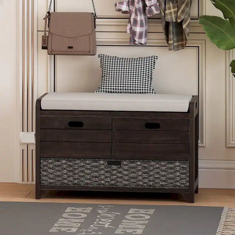 Storage Bench with Removable Basket and 2 Drawers